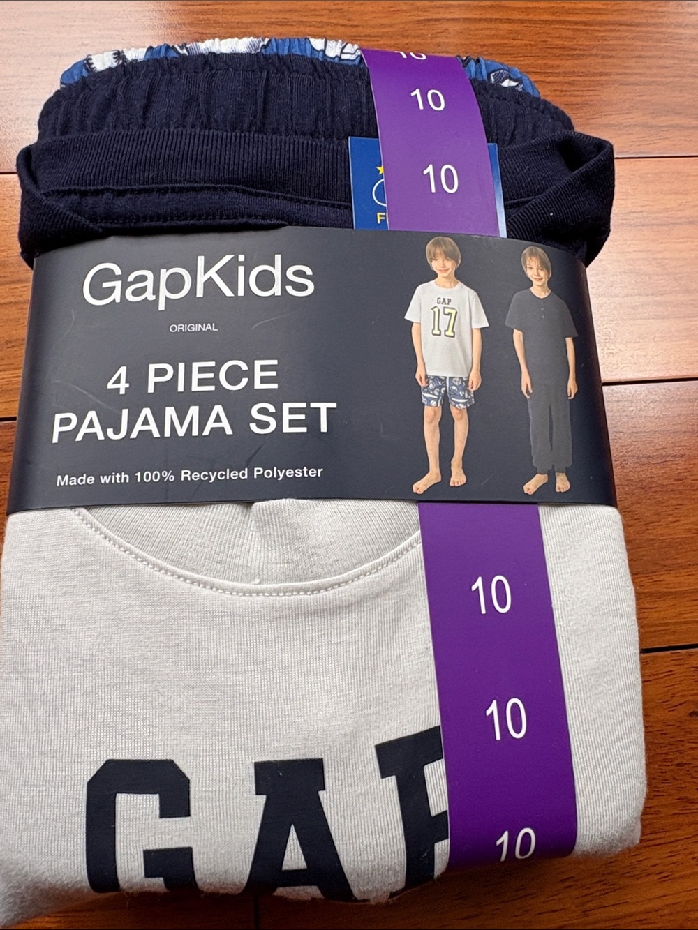 GAP Kids 4-Piece Pajama Set in Navy & Light Gray
